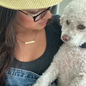 I Love My Rescue Goldtone Paw Bar Necklace NEW